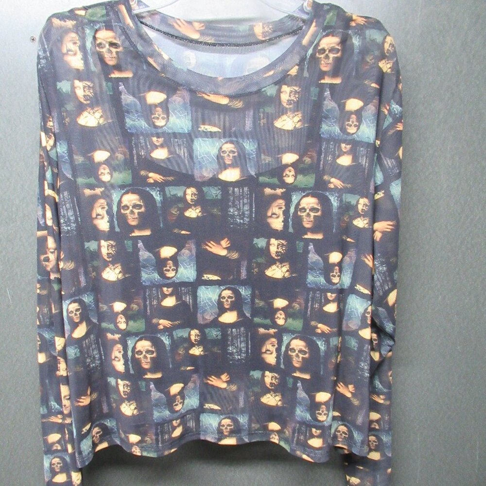 Mona Lisa Skull Sheer Long Sleeve with Cami
